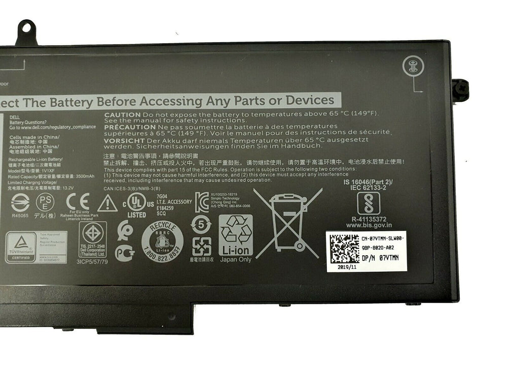 New Dell  Replacement Latitude 5400 5401 5500 / Precision 3540 3-Cell 42Wh Replacement Laptop Battery - 1V1XF - JS Bazar