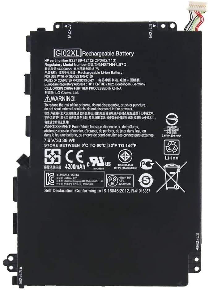 33.6wh Replacement GI02XL HP Pavilion X2 12 12-B000 HSTNN-LB7D 832489-421 833657-005 Tablet Laptop Battery - JS Bazar