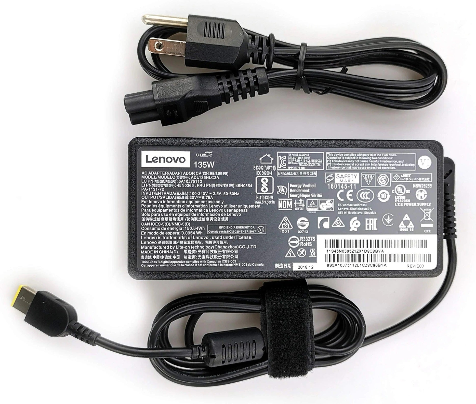 135W Lenovo Laptop Charger for Lenovo Legion Y520-15IKBA, ThinkPad T470p(20J6A018CD) 20V 6.75A USB type Laptop Adapter Laptop Charger JS Bazar