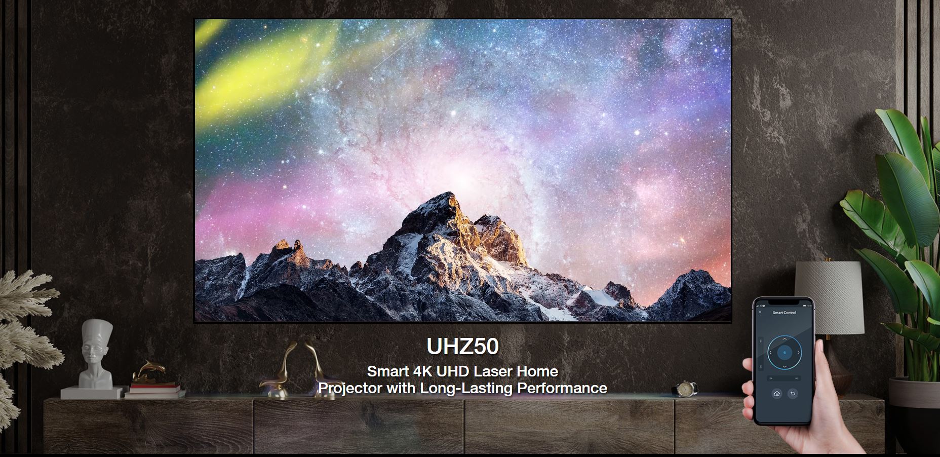 Optoma UHZ50 Smart 4K UHD Laser Home Theater Projector Laser Light Source (E9PV7JL01EZ1) Projectors JS Bazar