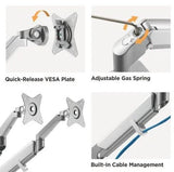 Dual Monitors Space-Saving Gas Spring Monitor Arm | LDT44-C024 Desktop Mount JS Bazar
