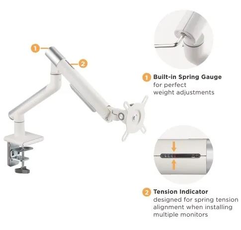 single premium slim aluminum spring assisted monitor arm | 91-ldt49c012 - JS Bazar