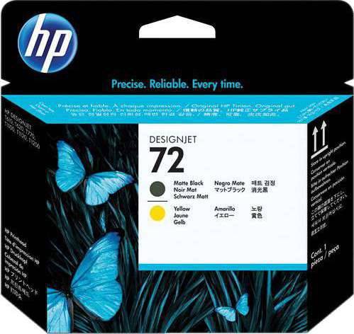 HP 72 Matte Black and Yellow Printhead : C9384A Cartridges JS Bazar