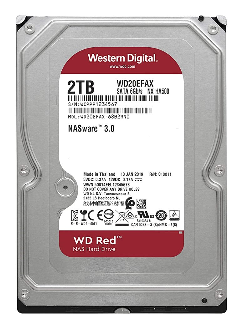 WD Red 2TB NAS Internal Hard Drive - 5400 RPM Class, SATA 6 GB/S, 256MB Cache, 3.5" | WD20EFAX Hard Drives JS Bazar