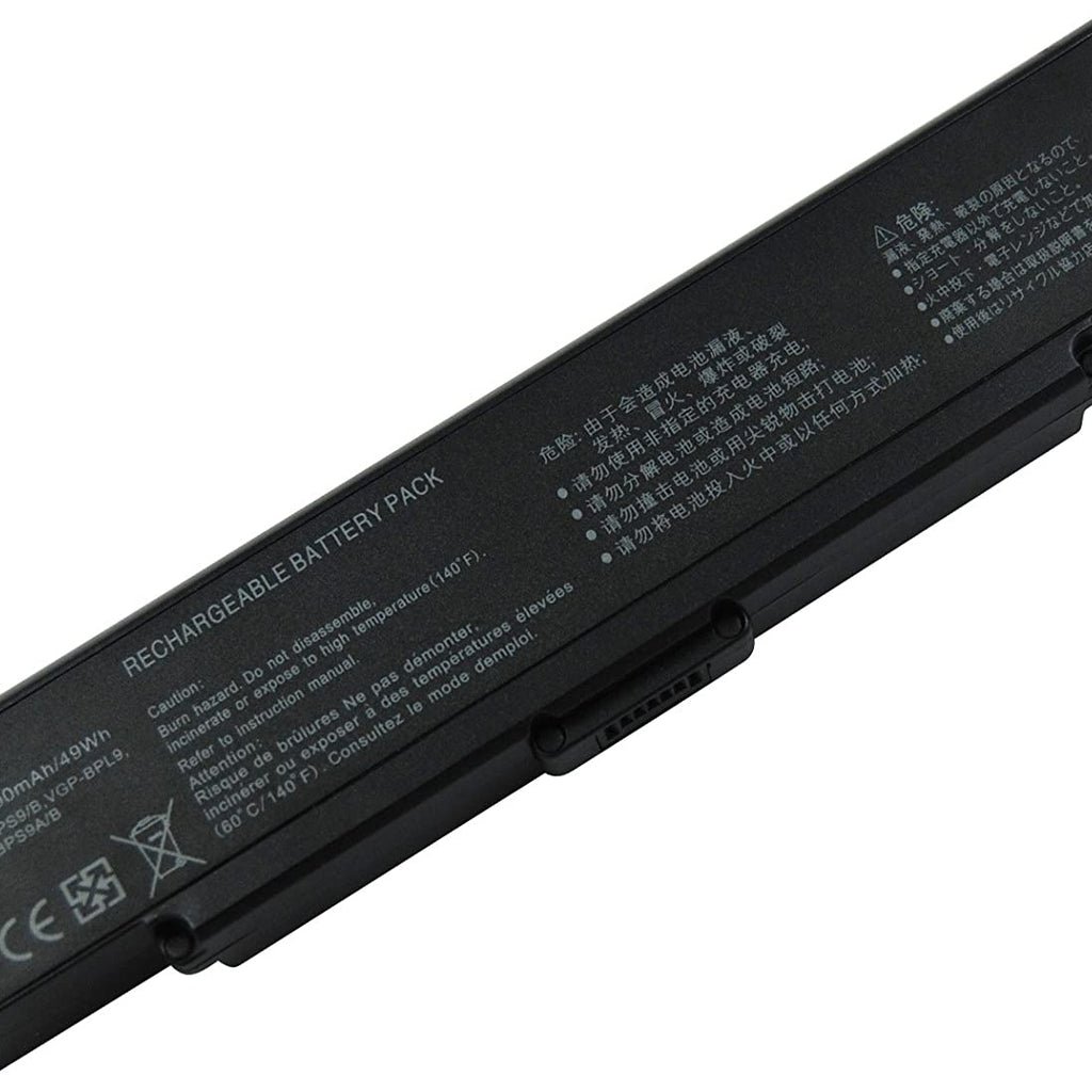 Sony VGN-NR490E/W, VGP-BPS9 VGP BPS9A VGP BPS9 B VGP BPS9 S VGP BPL9 VGP BPL9A VGP BPL9 B VGP BPL9 S Series Replacement Laptop Battery