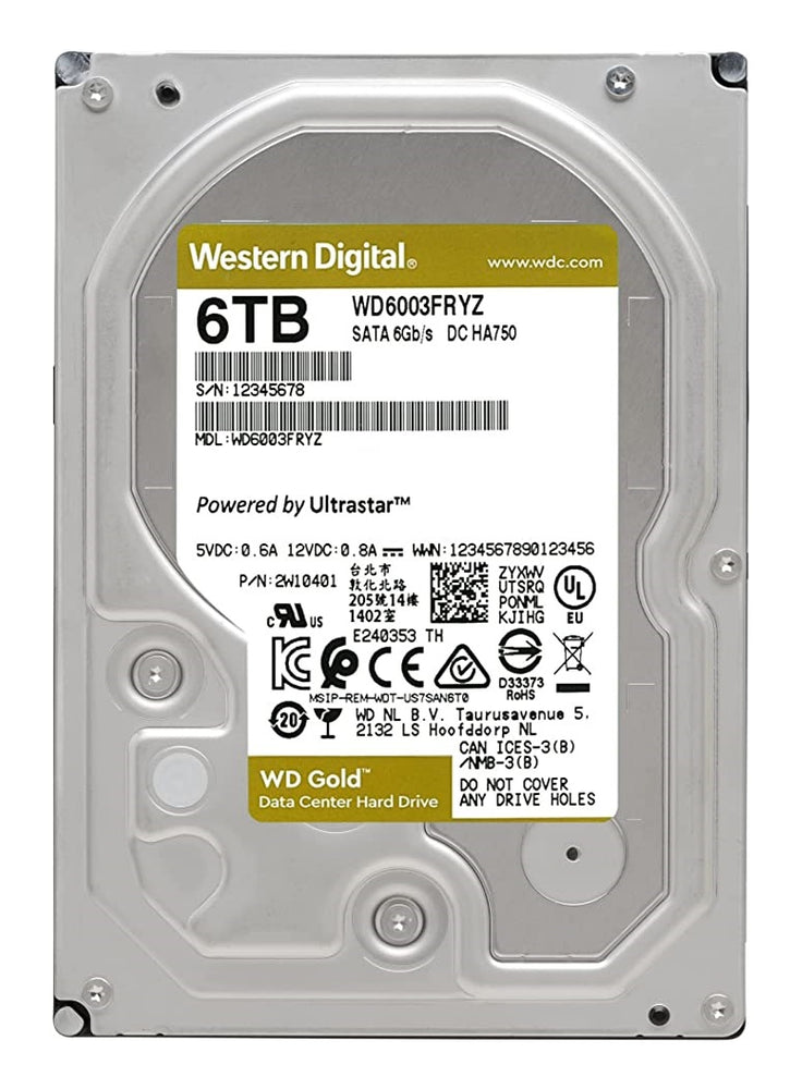 Western Digital 6TB WD Gold SATA 6Gb s 7200 RPM 256 MB Cache Enterprise Class 3.5