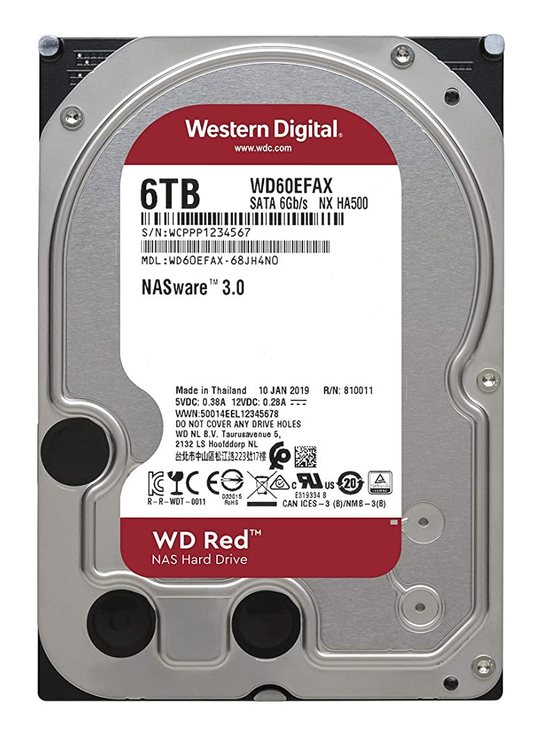 Western Digital WD Red 6TB NAS Internal Hard Drive - 5400 RPM Class, SATA 6 Gb/s, 256 MB Cache, 3.5" - WD60EFAX | WD60EFAX Hard Drives JS Bazar