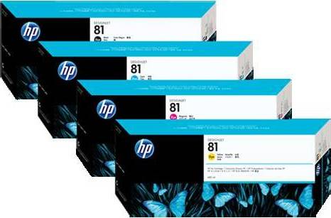 HP 81 680-ml Four Pack Black & Colors Ink Cartridge Set - Black/Yellow/Cyan/Magenta Cartridges JS Bazar