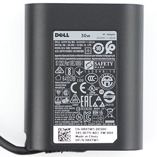 New Dell 30W USB-C(Type C) AC Replacement Adapter, Power Supply Replacement Charger for Dell XPS12(9250),Dell Latitude 7275 5175 Venue 8 (5855) - JS Bazar
