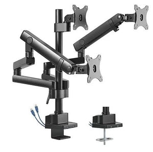 tripod-aluminum pole-mounted spring-assisted monitor arm with usb ports | ldt20-c036up - JS Bazar