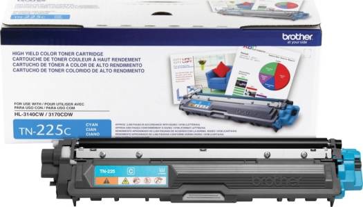 Brother Genuine High Yield Toner Cartridge, TN225C, Replacement Cyan Toner, Page Yield Up To 2,200 Pages (TN225C) Toners Brother