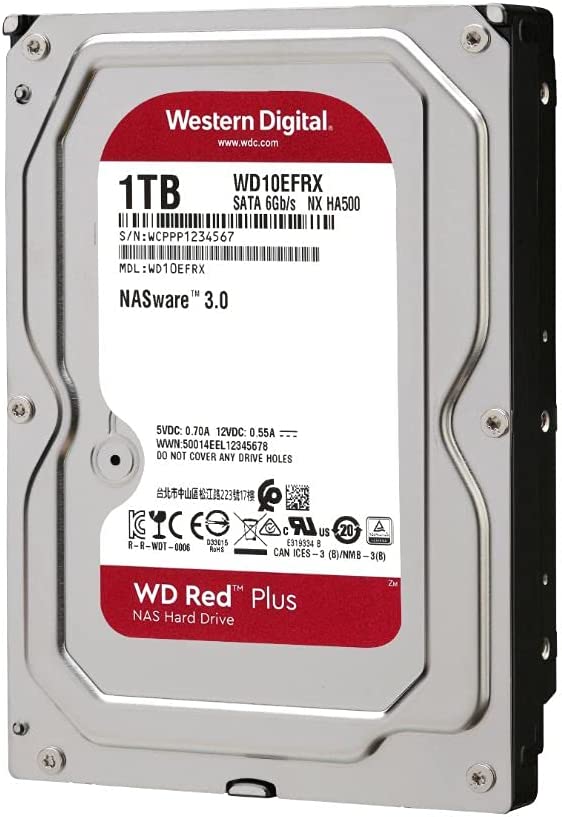 Western Digital 1TB WD Red Plus NAS Internal Hard Drive, 64 MB Cache Size : WD10EFRX Hard Drives JS Bazar