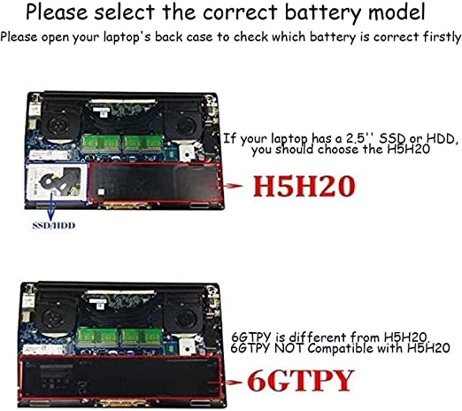 Dell XPS 15 9560 9550 Precision 5520 5D91C 5XJ28 11.4V 56Wh H5H20  Laptop Battery - JS Bazar