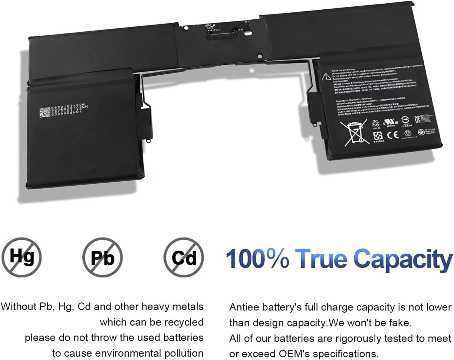 60.8Wh G3HTA001H Microsoft Surface Pro Battery for Microsoft Surface Book 1 1st Gen 1785 with Performance Base (GTX 965M) 93HTA001H JS Bazar