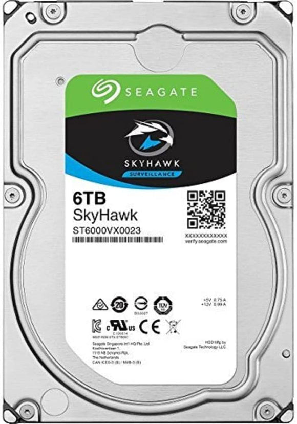 Seagate 6TB SkyHawk Surveillance Hard Drive - SATA 6Gb/s 128MB Cache Internal Drive : ST6000VX0023