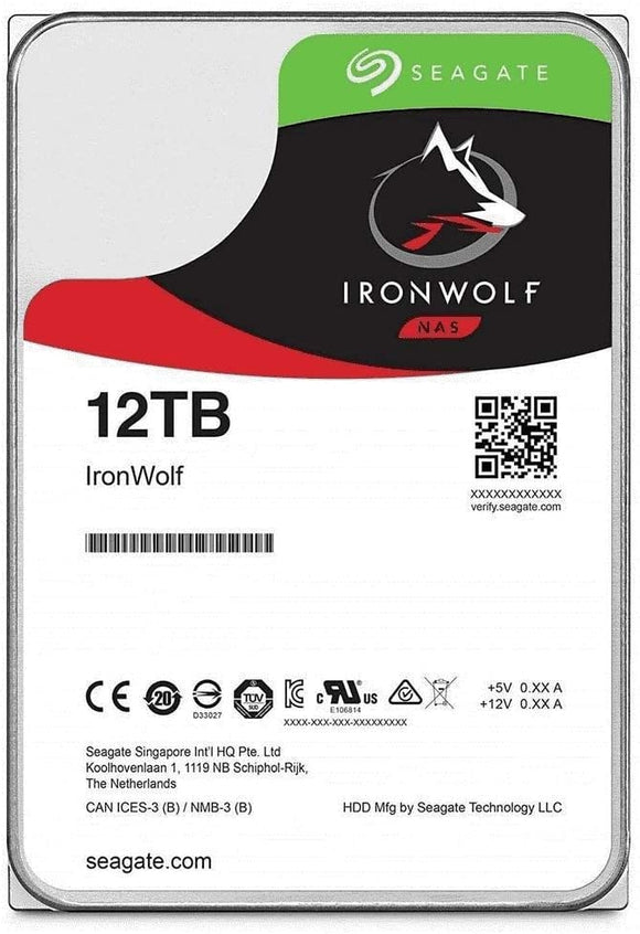 Seagate IronWolf 12TB NAS Hard Drive, 7200 RPM 256MB Cache SATA6.0Gb/s CMR : ST12000VN0008 Hard Drives JS Bazar