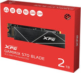 ADATA 2TB GAMMIX S70 Blade PCIe 4.0 M.2 Internal SSD with Heatsink, Aluminum Heatsink, PlS 5 Compatible : AGAMMIXS70B-2T-CS Hard Drives JS Bazar