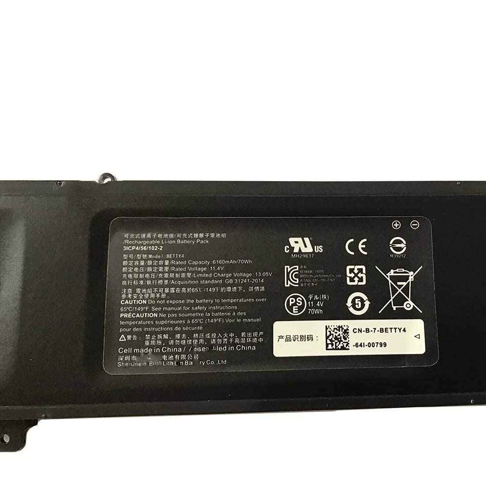 Original Razer Blade 2016 14" V2 Series Razer Blade Laptop Battery for Razer Blade RZ09-0165 3ICP4/56/102-2 RZ09-0195 RZ09-01953E72 CN-B-1-BETTY4-73K-06472 BETTY4 JS Bazar