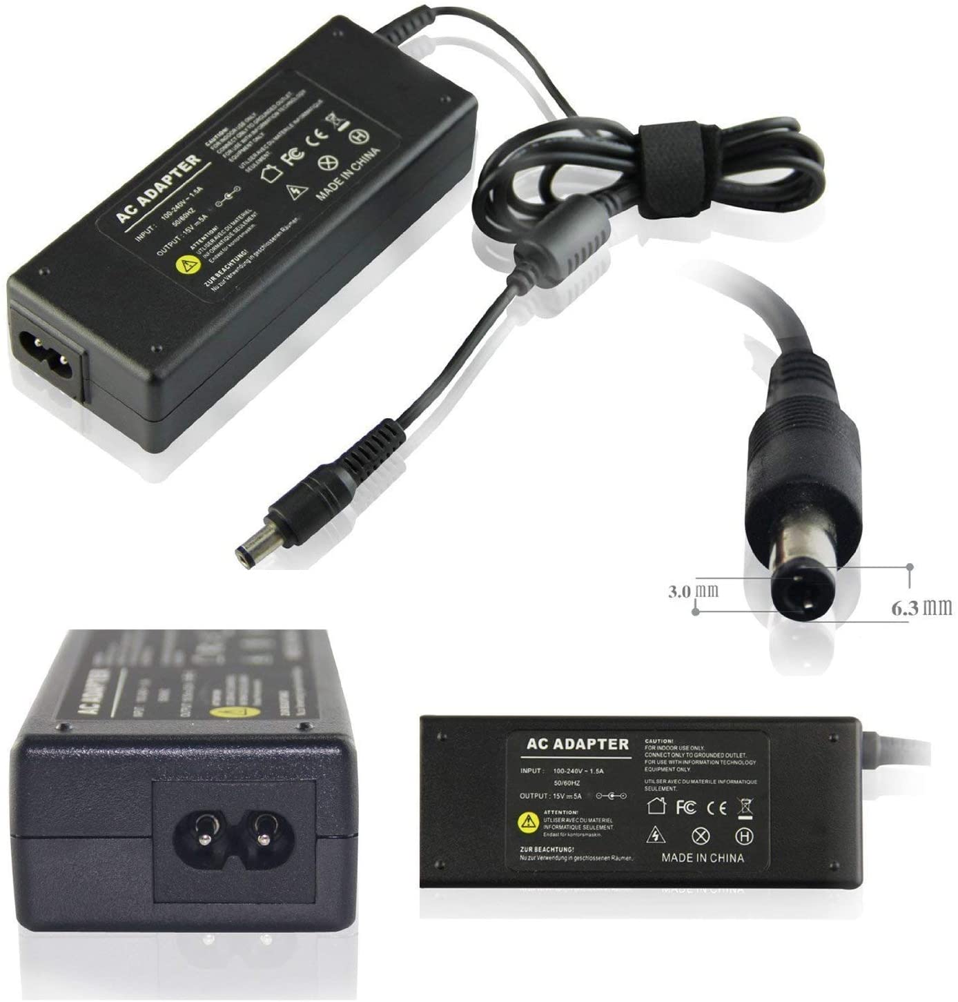 75W Toshiba Laptop Charger for Toshiba Model Libetto U105 /15V 5A 6.3mm*3.0mm Laptop Charger JS Bazar