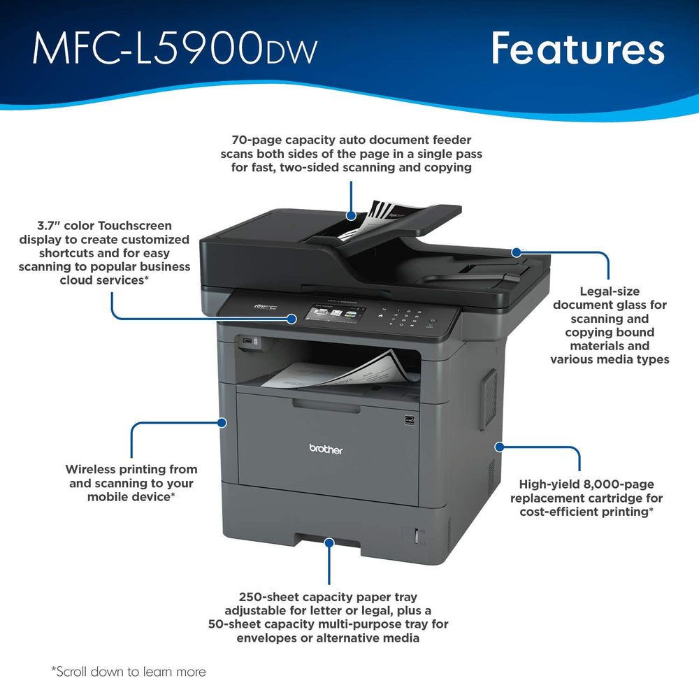 Brother MFC-L5900DW All In One Office Laser Monochrome Printer - JS Bazar