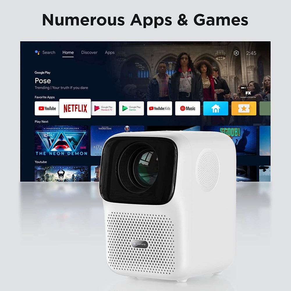 Wanbo T4 Wifi6 Android Projector, LED Support 1080P, 450 ANSI Lumen : T4-WH - JS Bazar