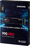 Samsung 990 Pro 2 TB NVMe M.2 Internal SSD, PCIe Gen 4.0 x4, NVMe 2.0 Interface 3.3 Voltage, V-NAND 3-bit MLC : MZ-V9P2T0BW Hard Drives JS Bazar