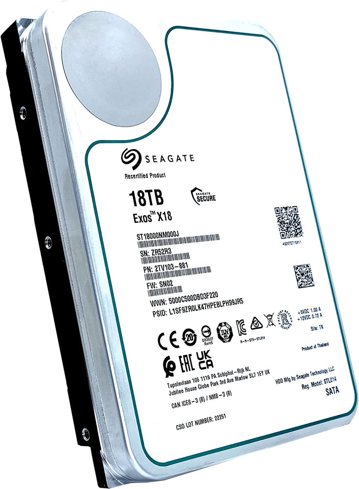 Seagate Exos X18 18TB Sata Hard Drive, CMR 3.5 Inch Hyperscale SATA 6Gb/s, 7200 RPM : ST18000NM000J - JS Bazar