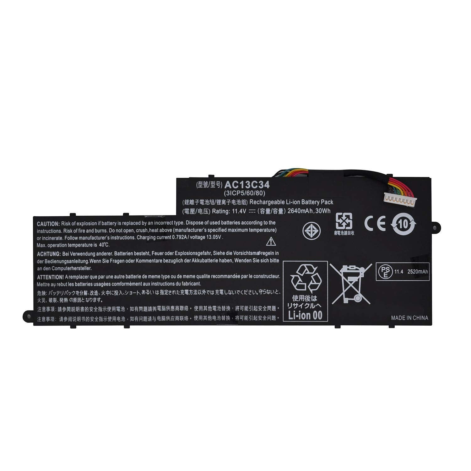 11.4v 2640mah 30wh AC13C34 Acer Laptop Battery Laptop Batteries JS Bazar