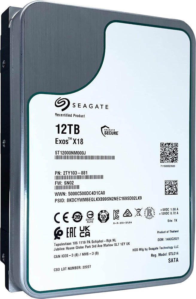 Seagate Exos X18 ST12000NM000J 12 TB Internal Hard Drive, 7200RPM, 256 MB Cache - JS Bazar