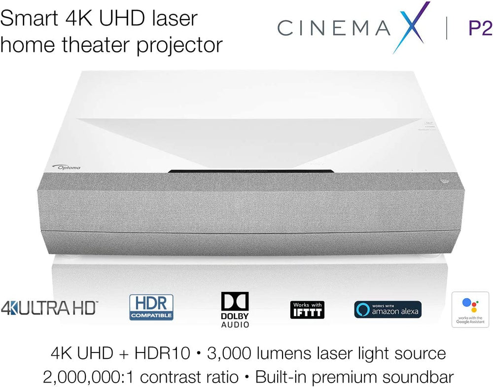 Optoma CinemaX P2 Smart 4K UHD Laser Projector,3000 Lumens : Cinemax P2 UST - JS Bazar