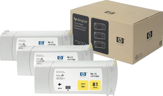 HP 81 Dye 3 Pack Yellow Ink Multi Pack Cartridge : C5069A Cartridges JS Bazar