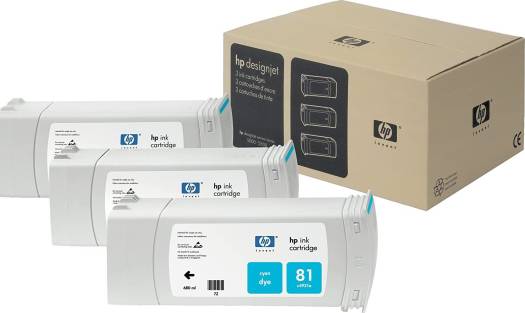 HP 81 Dye 3 Pack Cyan Ink Multi Pack Cartridge : C5067A Cartridges JS Bazar