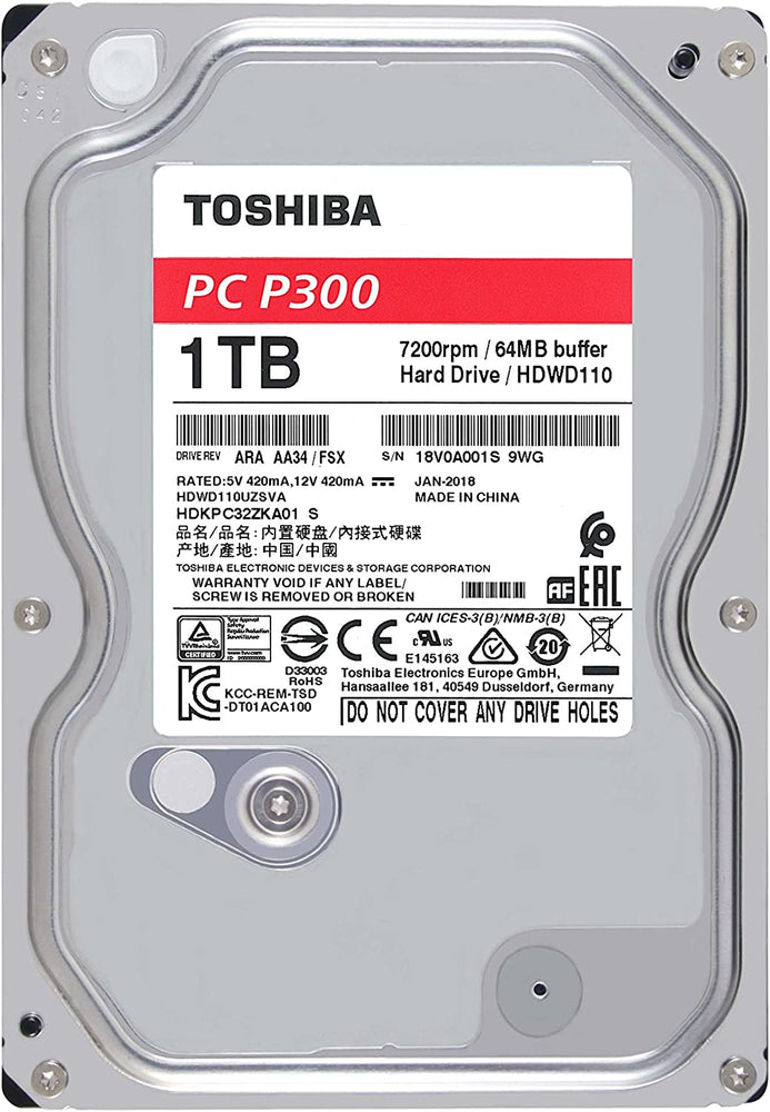 Toshiba 1TB P300-7200 RPM-3.5-inch Internal High Performance Hard Drive : HDWD110UZSVA - JS Bazar
