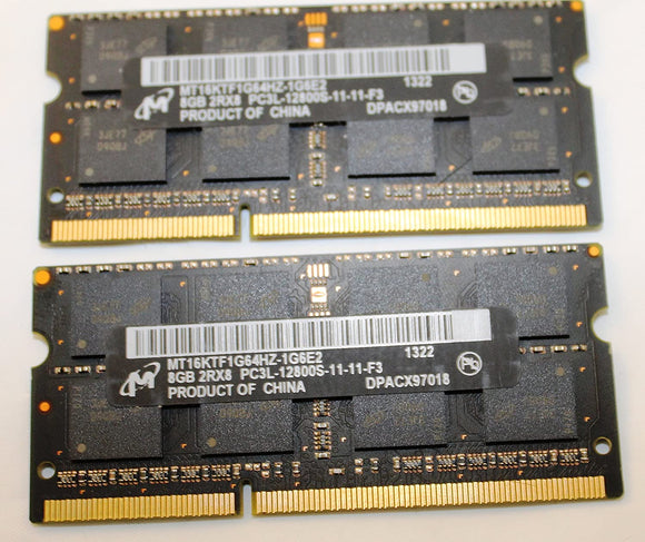 Micron Laptop Memory Module MT16KTF1G64HZ-1G6E2 8GB X2 16GB 2RX8 PC3L-12800S-11-11-F3