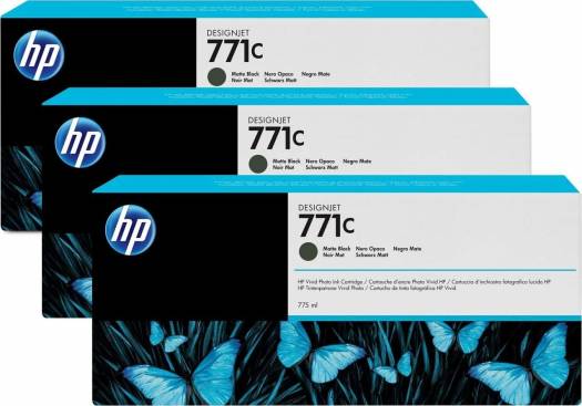 HP 771C 3-Pack 775-ml Matte Black DesignJet Ink Cartridges : B6Y31A Cartridges JS Bazar