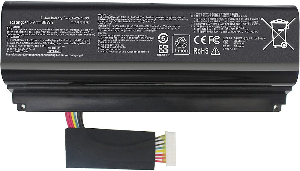 A42N1403 Asus Rog G751J-BHI7T25 A42LM93 4ICR19/66-2 GFX71JY Replacement Laptop Battery - JS Bazar