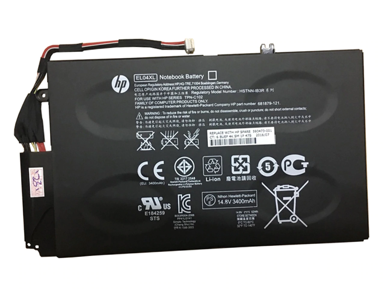 HP ENVY 4-1000 EL04XL HSTNN-IB3R 4-1007TX TPN-C102 14.8V 52Wh 3400mAh Laptop Battery Laptop Batteries JS Bazar