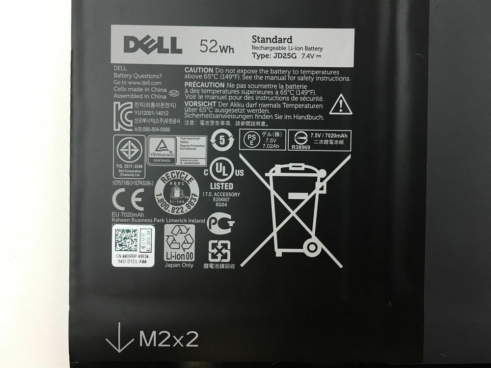 52wh Replacement JHXPY 5K9CP JD25G Dell XPS 13 (9343) (9350) 90V7W 090V7W Replacement Laptop Battery - JS Bazar