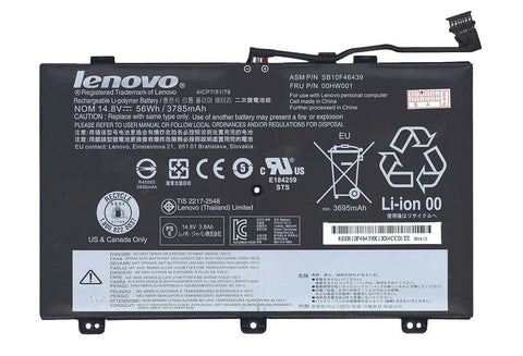 Lenovo FRU P/N 00HW001 ASM P/N SB10F46438 4ICP7/52/76 Lenovo ThinkPad S3 Yoga 14 ThinkPad S5 Replacement Laptop Battery
