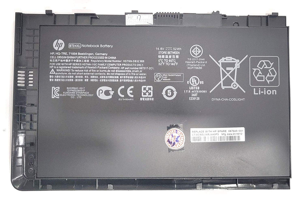 Replacement HP EliteBook Folio 9470 9470m 9480 BT04XL HSTNN-IB3Z HSTNN-l10C BA06 14.8V 52Wh 4Cells Long Life Notebook Battery - JS Bazar