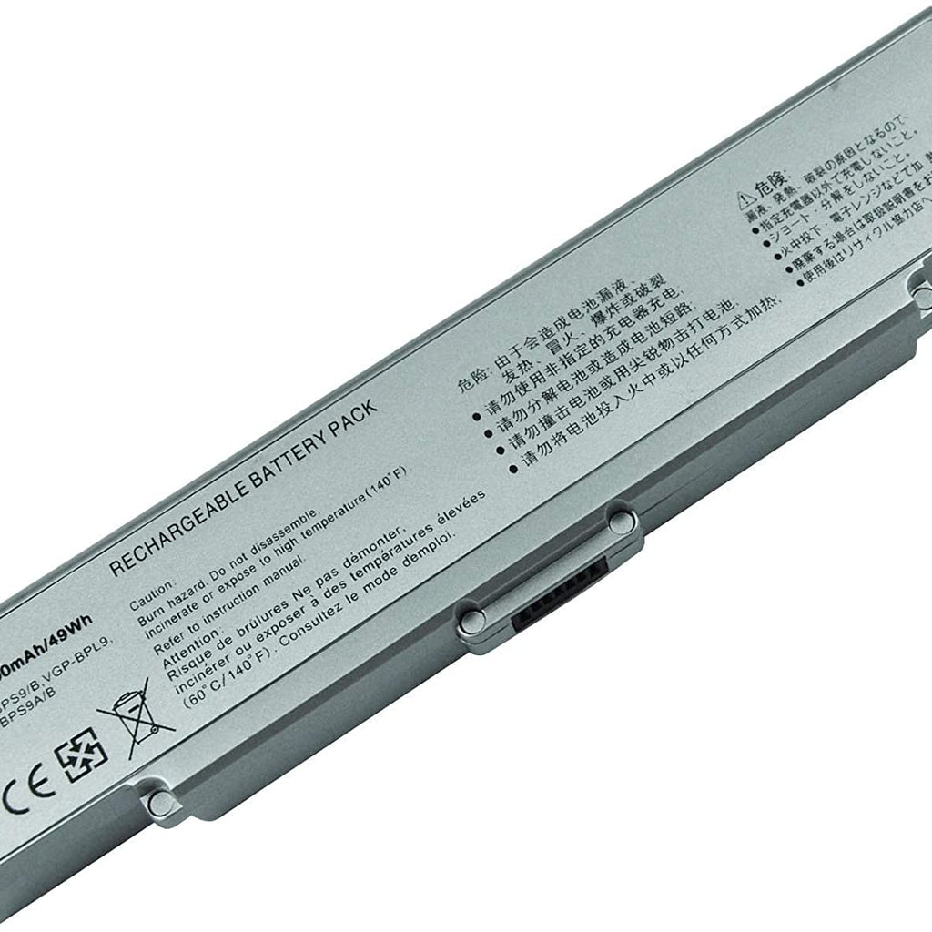 Sony Vaio VGN-NR160N/S, VGN-CR19VN/B, VGP-BPS9(Silver), VGP-BPS10 Replacement Laptop Battery