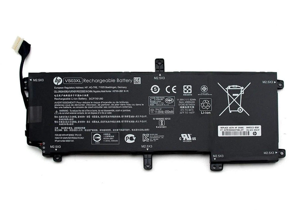 Replacement HP 15-AS 15- AS109TU 15-AS014WM 15-AS Series Notebook 11.55V 52Wh 4350mAh 6-Cells VS03XL Laptop Battery - JS Bazar