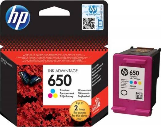 HP 650 Tri-Color Original Ink Advantage Cartridge : CZ102AK Cartridges JS Bazar