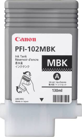 Canon PFI-102MBK Matte Black Ink Cartridge (130ml) : 0894B001-AA Cartridges JS Bazar