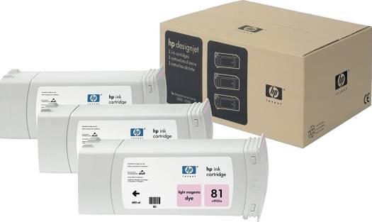 HP 81 3-Pack 680-ml Light Magenta DesignJet Dye Ink Cartridges : C5071A Cartridges JS Bazar