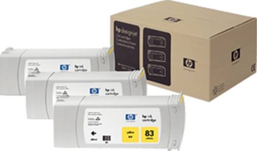 HP 83 Yellow UV 3 Pack Ink Cartridge : C5075A Cartridges JS Bazar